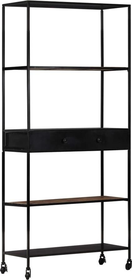 VidaXL Boekenkast Ruw Mangohout 80x35x180 cm Boekenkast Industrieel Design Houten Boekenkast Mangohouten Boekenkast Bibliotheek Vintage Boekenkast Wandplank - Foto 2