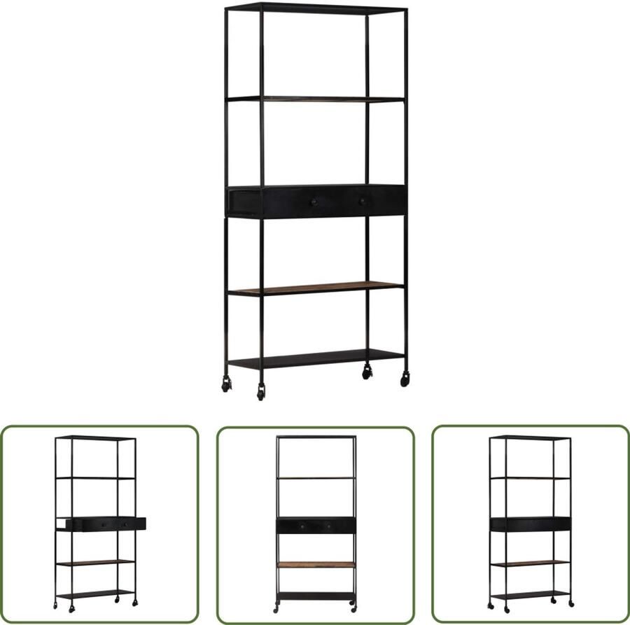 VidaXL Boekenkast Ruw Mangohout 80x35x180 cm Boekenkast Industrieel Design Houten Boekenkast Mangohouten Boekenkast Bibliotheek Vintage Boekenkast Wandplank