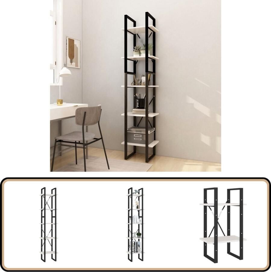 VidaXL Boekenkast Set Grenenhout Wit Boekenkast Bibliotheek Hout Industrieel Design Witte Kleur Grenenhout Stapelbare Units