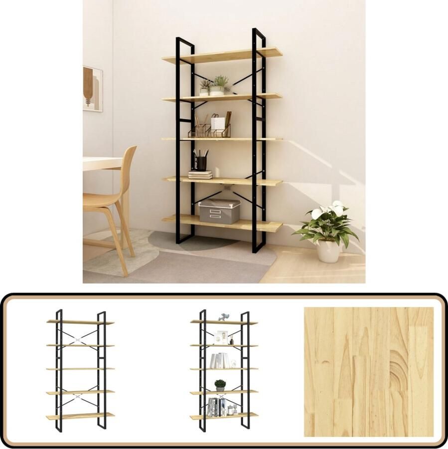 VidaXL Boekenkast Set Massief Grenenhout 2 stuks Boekenkast Houten Boekenkast Grenenhouten Boekenkast Industrieel Design Bibliotheek Opslagruimte Woonaccessoires