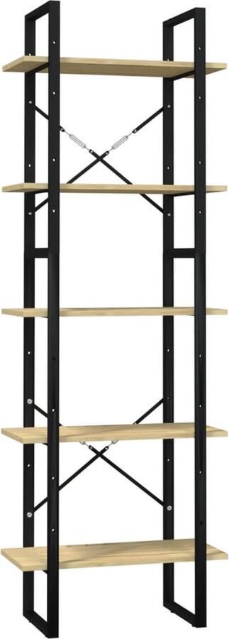 VidaXL Boekenkast Set Massief Grenenhout 2 stuks Boekenkast Industrieel Design Grenenhout Metalen Frame Opslagruimte Bibliotheek Woonaccessoires