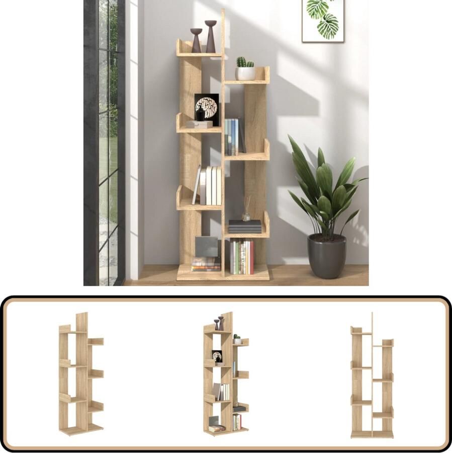 VidaXL Boekenkast Sonoma Eiken 48x25 5x140 cm Boekenkast Houten Boekenkast Compacte Boekenkast Boekenplank Bibliotheek Opslagmeubilair Sonomaeik