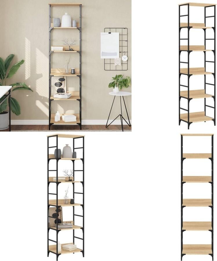 VidaXL Boekenrek 50x33x188 5 cm bewerkt hout sonoma eikenkleurig Boekenkast Boekenkasten Boeken Plank Boekenrek