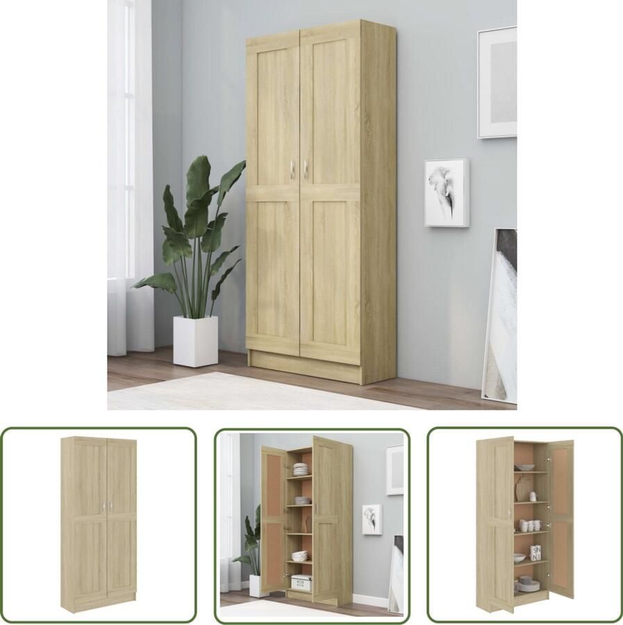 VidaXL Boekenkast Sonoma eiken 82 5x30 5x185 5 cm Boekenkast Bibliotheek Houten Boekenkast Eiken Boekenkast Bruine Boekenkast Salontafel Woonkamermeubilair - Foto 2