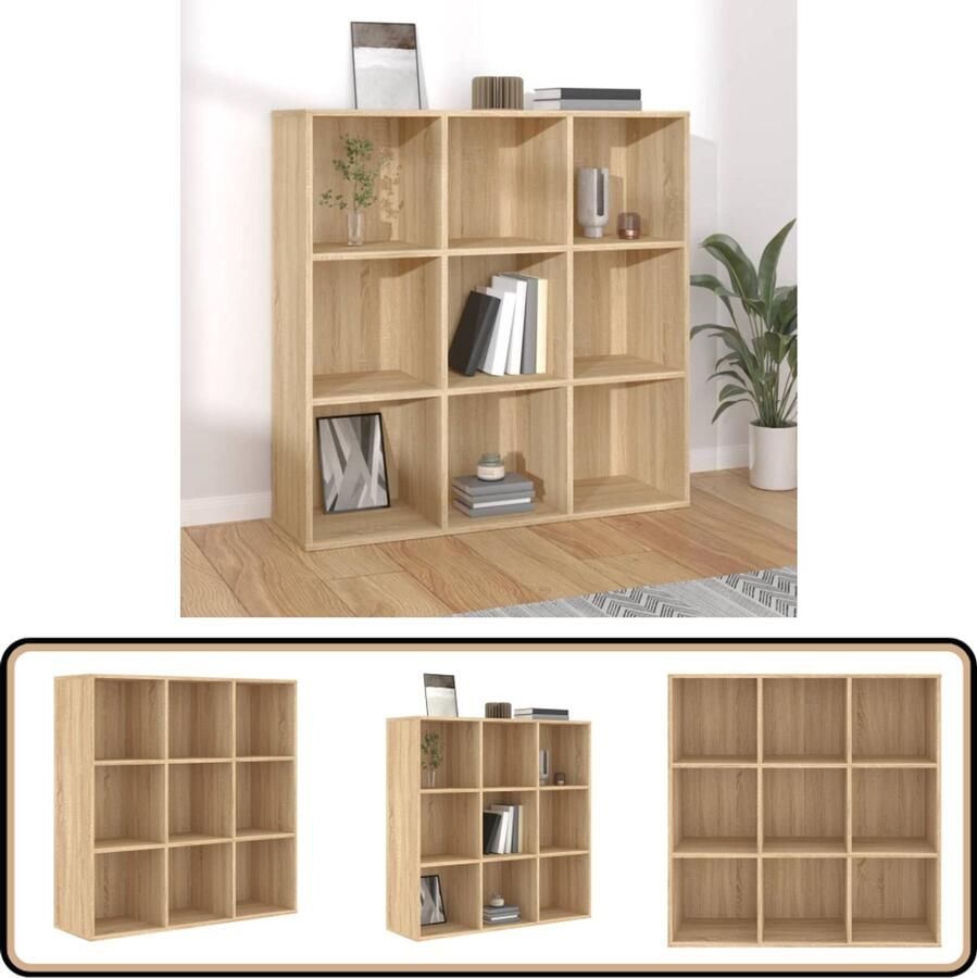 VidaXL Boekenkast Sonoma Eiken 98x29x97 5 cm 9 Vakken Boekenkast Houten Boekenkast Salontafel Woonkamermeubilair Opslagmogelijkheden Bruine Boekenkast Sonoma Eiken