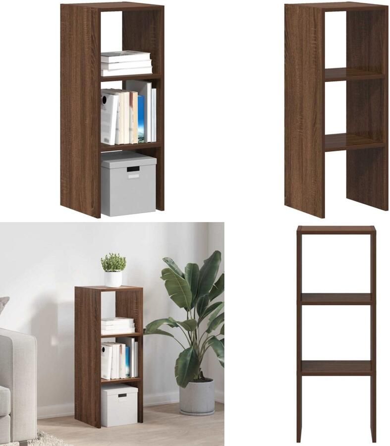 VidaXL Boekenkast stapelbaar 30x30x80 cm bewerkt hout bruin eikenkleur Boekenkast Boekenkasten Boeken Plank Schappenkast