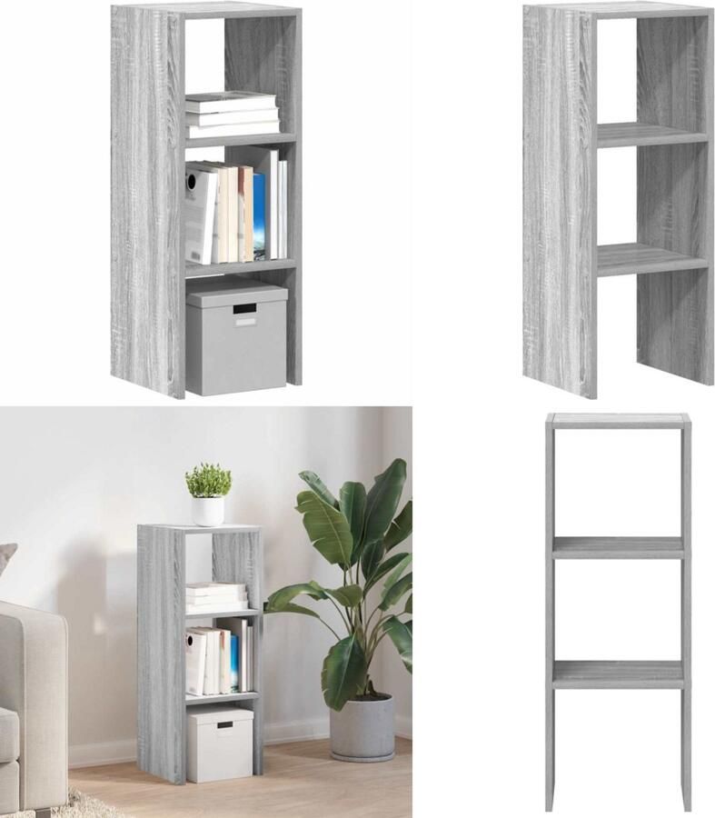 VidaXL Boekenkast stapelbaar 30x30x80 cm bewerkt hout grijs sonoma Boekenkast Boekenkasten Boeken Plank Schappenkast