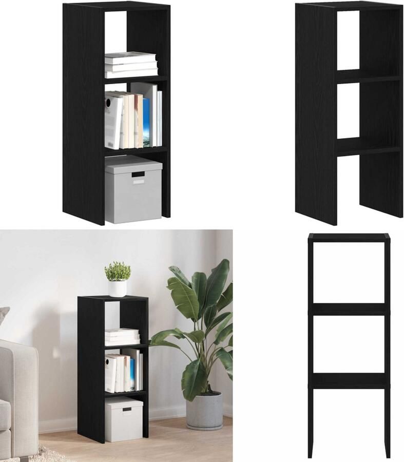 VidaXL Boekenkast stapelbaar 30x30x80 cm bewerkt hout zwart eikenkleur Boekenkast Boekenkasten Boeken Plank Schappenkast