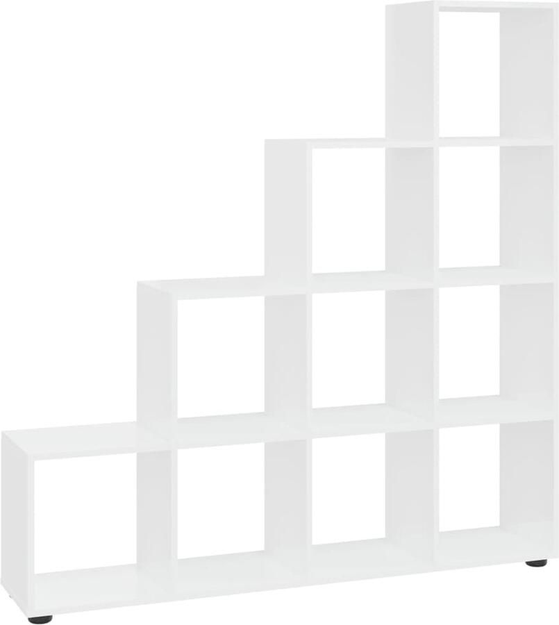 VidaXL Boekenkast trapvormig Hoogglans Wit 142 cm Bibliotheek Boekenkast Houten Boekenkast Trap Vormig Design Boekenkast Witte Boekenkast Opslagruimte Decoratief Item