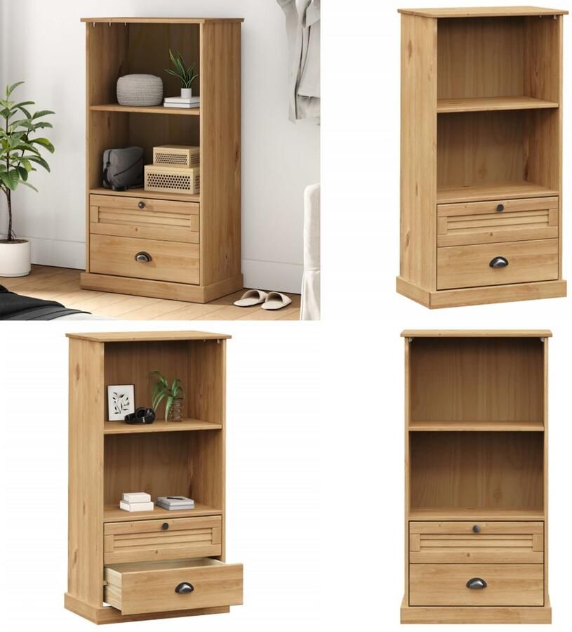 VidaXL Boekenkast VIGO 60x35x114 5 cm massief grenenhout Boekenkast Boekenkasten Boeken Plank Schappenkast