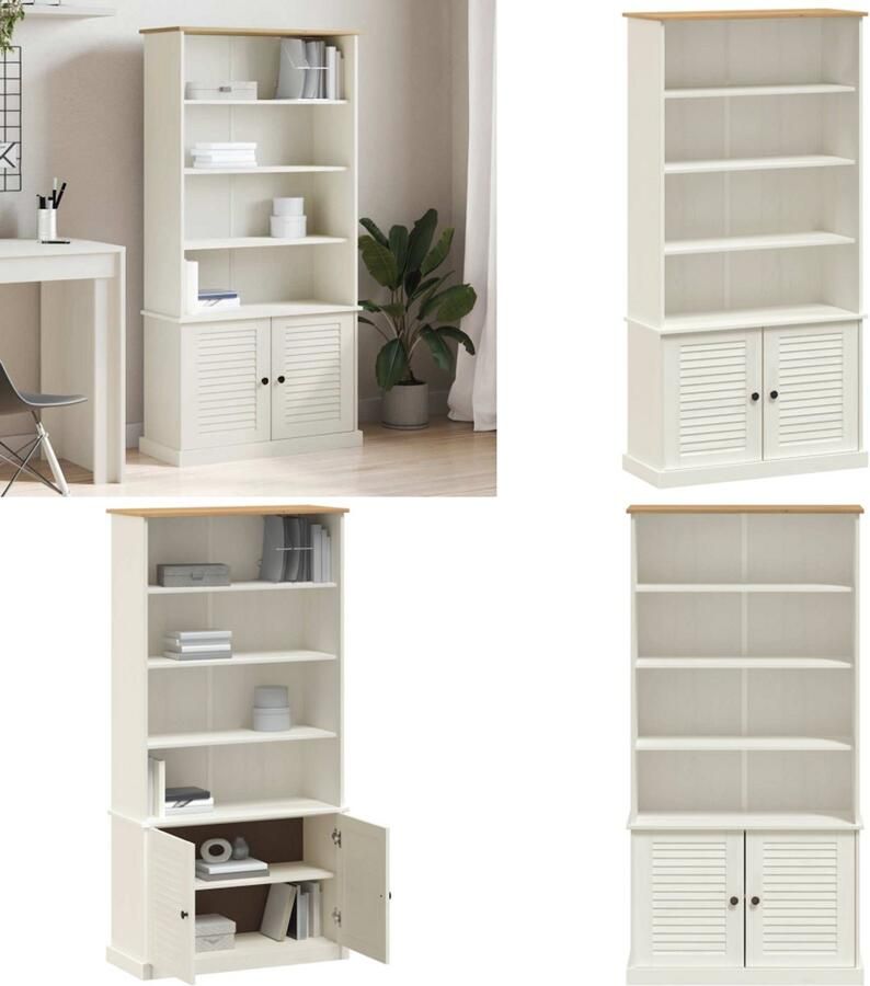 VidaXL Boekenkast VIGO 85x35x170 cm massief grenenhout wit Boekenkast Boekenkasten Boeken Plank Schappenkast