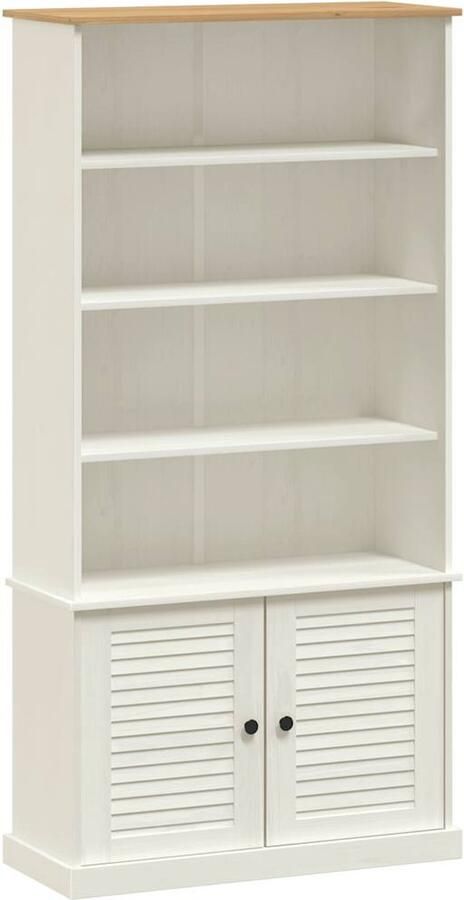 VidaXL Boekenkast VIGO 85x35x170 cm massief grenenhout wit Boekenkast Houten Boekenkast Rustic Bookcase Bibliotheek Opslagruimte
