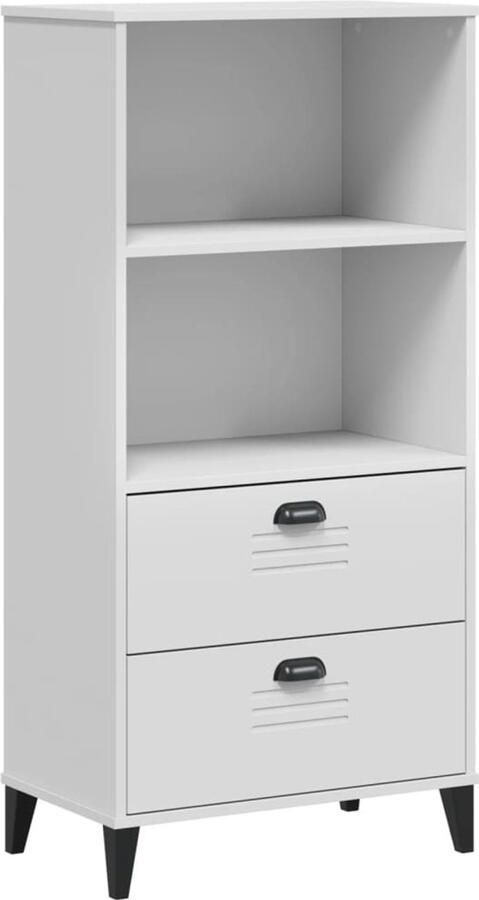 The Living Store Boekenkast VIKEN 60x35x123 cm bewerkt hout wit Boekenkast Industriële Boekenkast Boekenplank Opslagkast Vintage Boekenkast - Foto 2