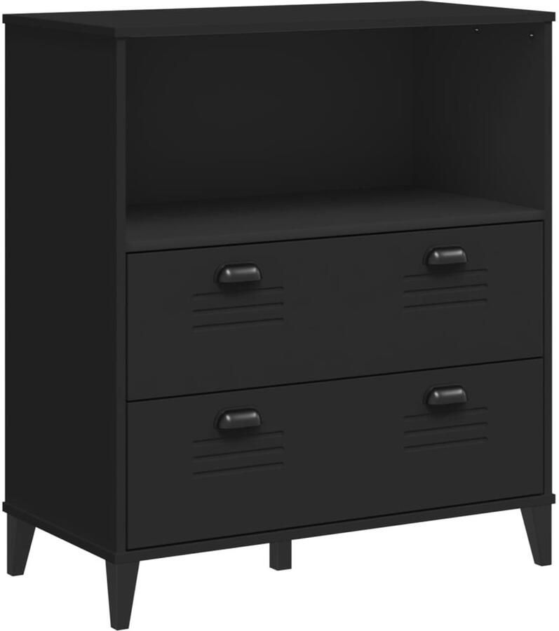 The Living Store Boekenkast VIKEN 80x40x90 cm bewerkt hout zwart Boekenkast Industriële Boekenkast Houten Boekenkast Opbergkast Tv Stand - Foto 2