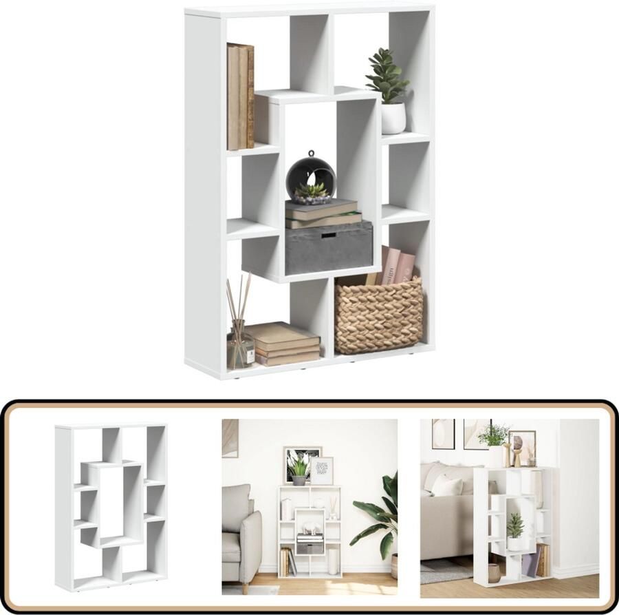 VidaXL Boekenkast Wit Bewerkte Hout 7 Vakken Boekenkast Boekenkasten Boeken Plank Schappenkast