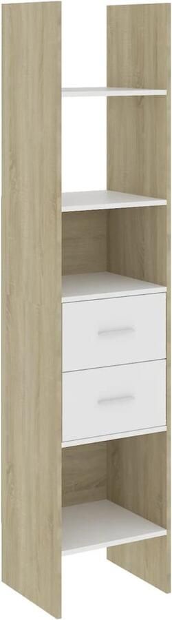 VidaXL Boekenkast Wit en Sonoma Eiken 40x35x180 cm Boekenkast Boekenkasten Boekenmeubel Boekenmeubels - Foto 2