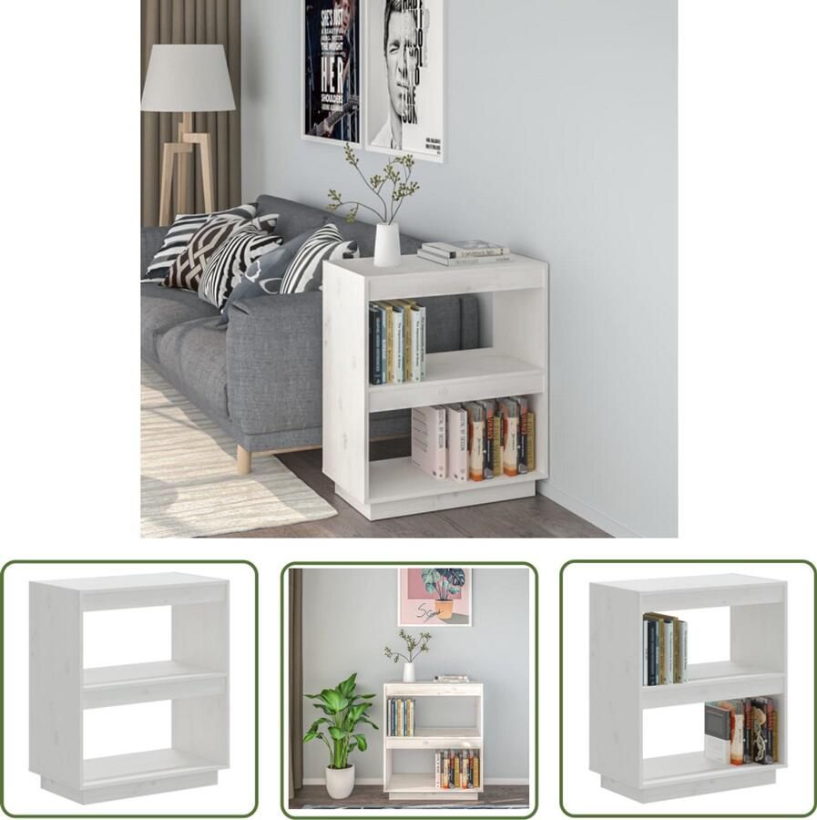 VidaXL Boekenkast Wit Massief Grenenhout 60x35x71 cm Boekenkast Boekenplank Bibliotheek Houtmeubel Grenenhouten Meubel