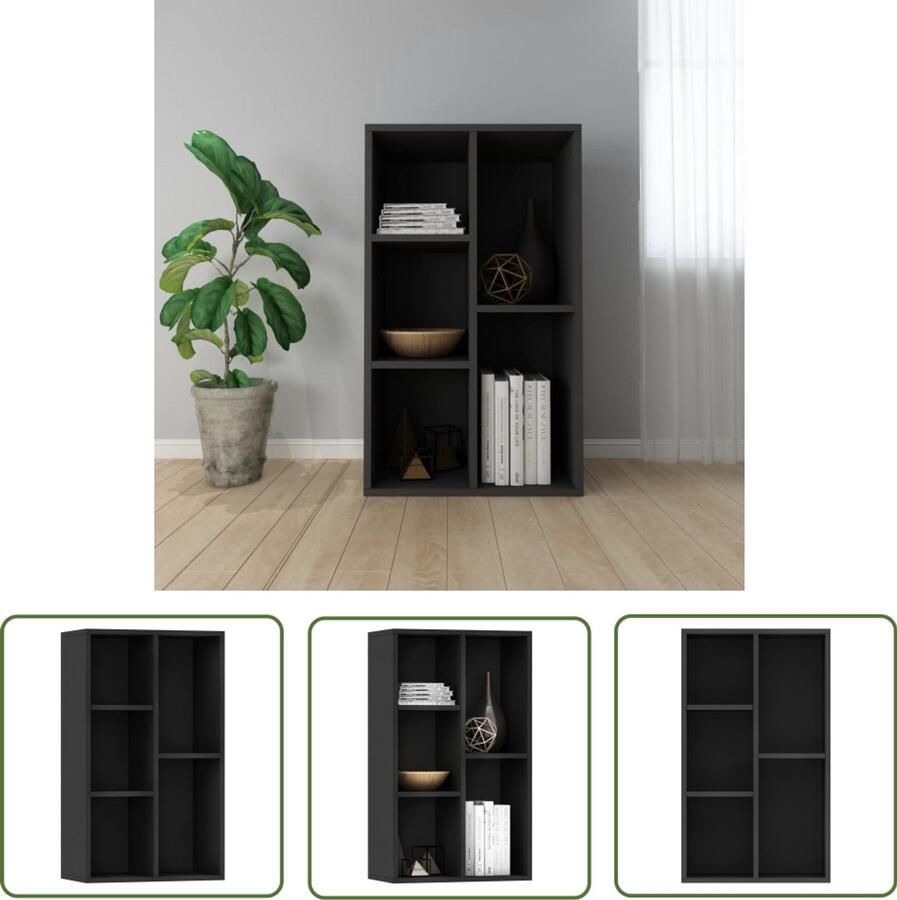 VidaXL Boekenkast Zwart 50x25x80 cm 5 Vakken Boekenkast Bibliotheek Houten Boekenkast Zwarte Boekenkast Tv Stand Decoratief Meubilair Opslagmeubilair