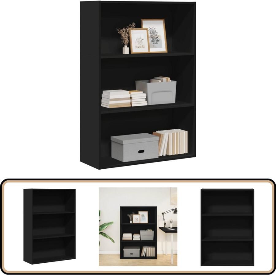 VidaXL Boekenkast Zwart 80x30x114 cm Bewerkt Hout Boekenkast Boekenkasten Boeken Plank Schappenkast