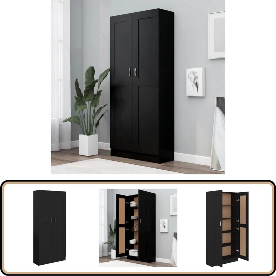 VidaXL Boekenkast Zwart 82 5x30 5x185 5 cm Boekenkast Bibliotheek Houten Boekenkast Zwarte Boekenkast Boekenplank