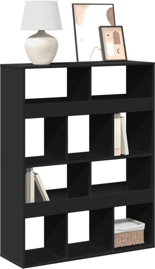 VidaXL Boekenkast Zwart Bewerkt Hout 10 Vakken Boekenkast Boekenkasten Boeken Plank Schappenkast