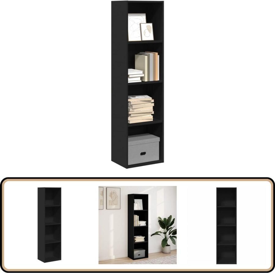 VidaXL Boekenkast Zwart Bewerkt hout 40x30x152 cm Boekenkast Boekenkasten Boeken Plank Schappenkast