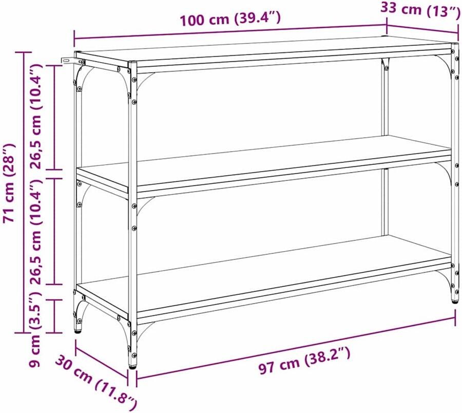 VidaXL Boekenkast Zwart eiken 100 x 33 x 71 cm Bewerkt hout