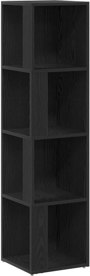 VidaXL Hoekkast Zwart eiken Hout 33 x 33 x 132 cm Zwarte Eiken Hoekkast