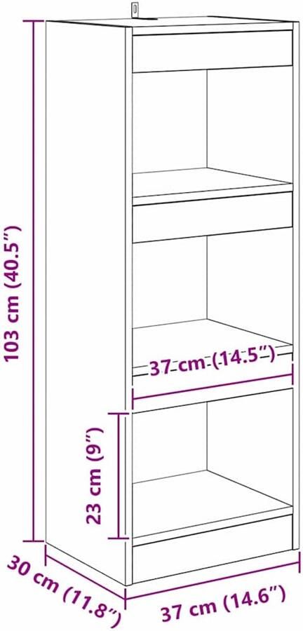 VidaXL Boekenkast Zwart eiken 40 x 30 x 103 cm Bewerkt hout