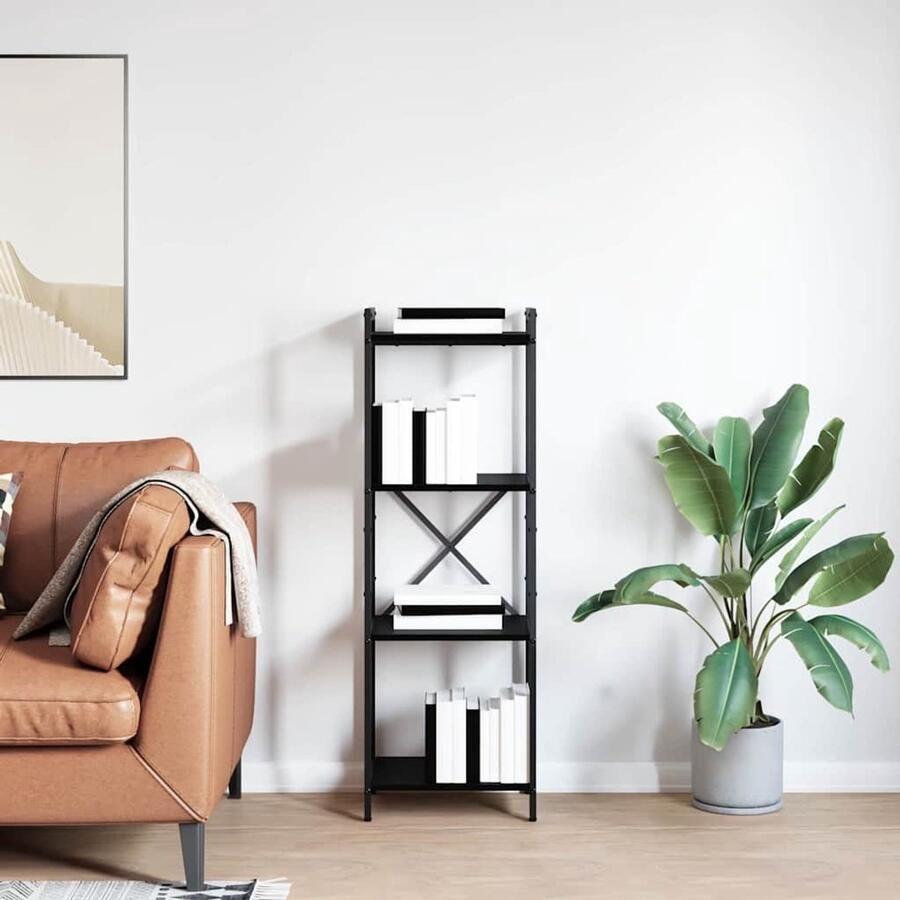 VidaXL Boekenkast Zwart eiken 40 x 30 x 118 cm Bewerkt hout