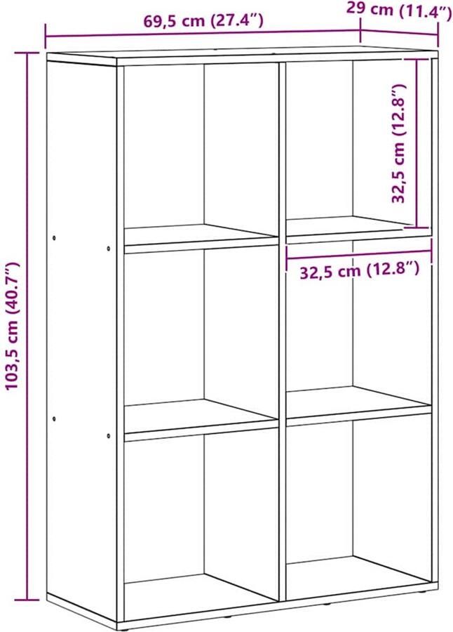 VidaXL Boekenkast Zwart eiken 69.5 x 29 x 103.5 cm Bewerkt hout