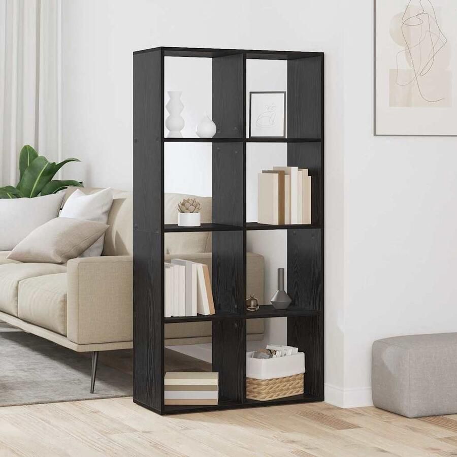 VidaXL Boekenkast Zwart eiken 69.5 x 29 x 137.5 cm Bewerkt hout - Foto 3