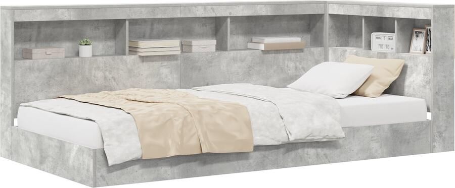 VidaXL Boekenkast Bed Beton Grijs 100x200 cm Geëngineerd Hout