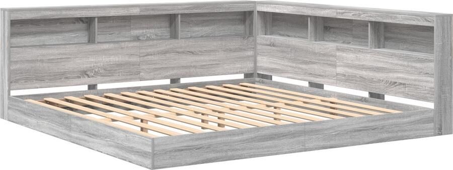 VidaXL Boekenkast Bed Grijs Sonoma 200x200 cm Gemaakt van Hout - Foto 2