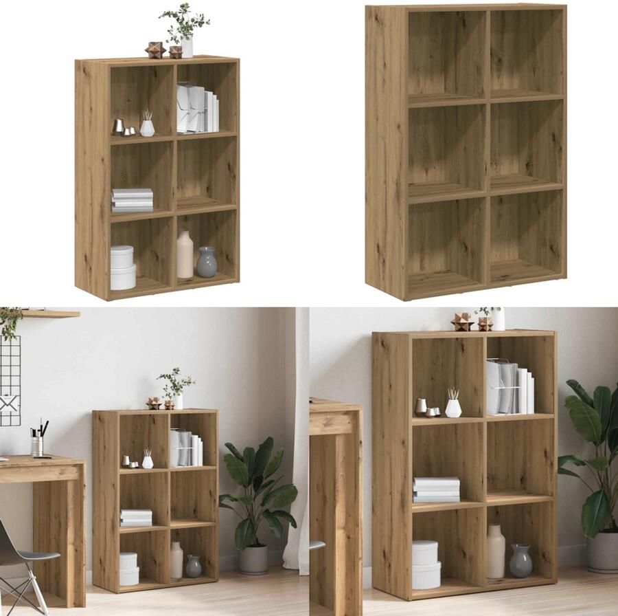 VidaXL Boekenkast dressoir 66x30x98 cm bewerkt hout artisanaal eiken Boekenkast Boekenkasten Boekenschap Boekenstandaard