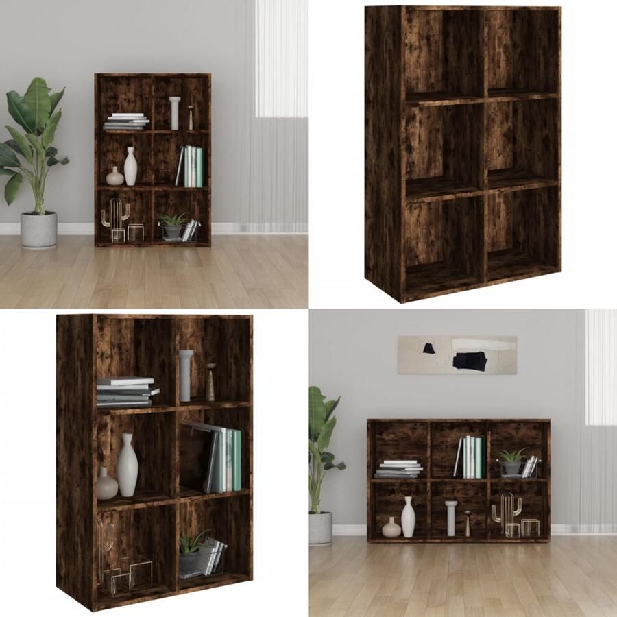 VidaXL Boekenkast dressoir 66x30x98 cm bewerkt hout gerookt eikenkleur Boekenkast Boekenkasten Boekenschap Boekenstandaard