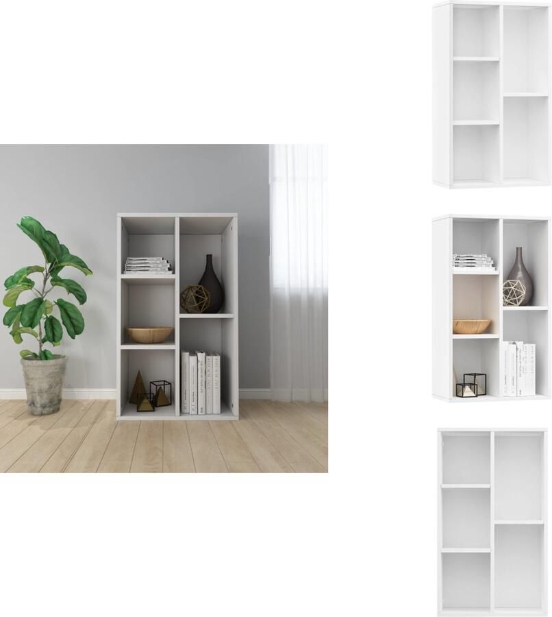 The Living Store Boekenkast dressoir 50x25x80 cm bewerkt hout wit Boekenkast Bibliotheek Houten Meubilair Wit Meubilair Tv Stand - Foto 2