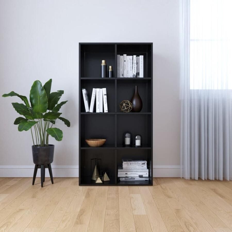 VidaXL Boekenkast dressoir Zwart 66x30x130 cm Boekenkast Bibliotheek Houten Boekenkast Zwarte Boekenkast Tv-meubel Opslagkast Woonkamer Meubilair - Foto 2