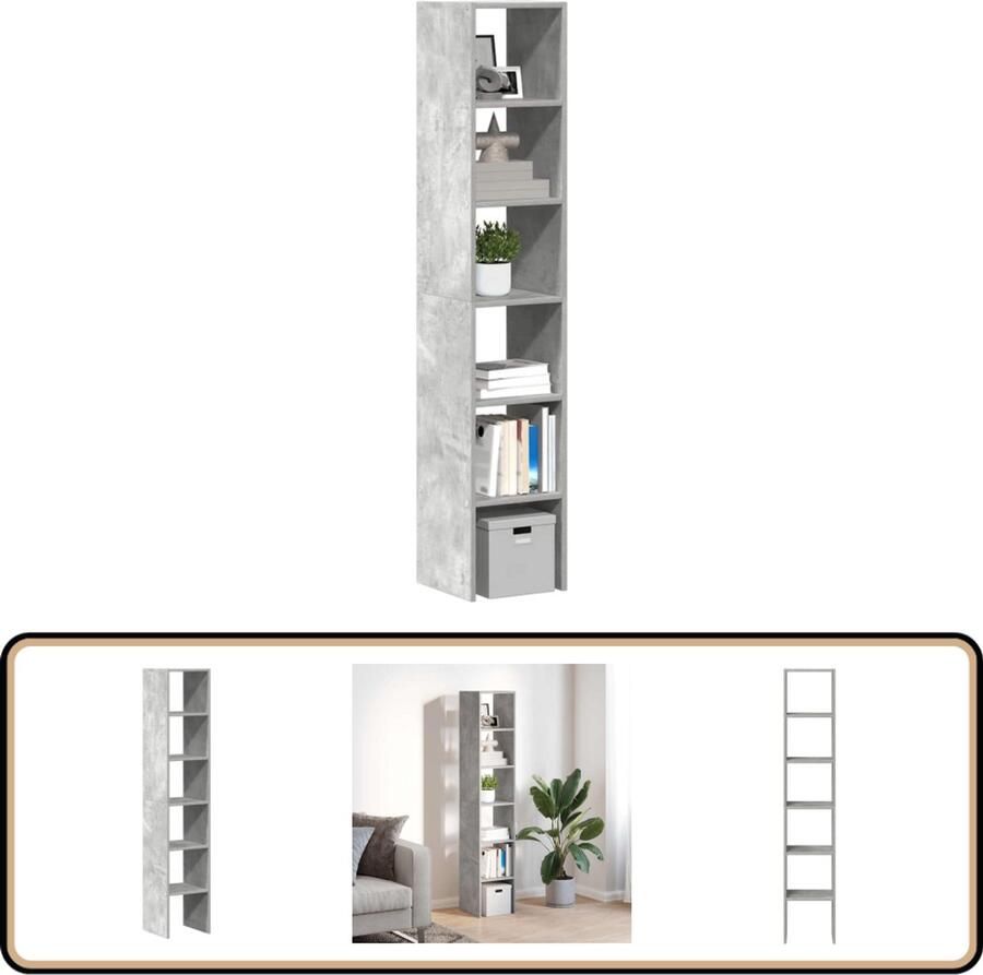 VidaXL Boekenkasten 2 st stapelbaar 30x30x80 cm Betongrijs Boekenkast Boekenkasten Boeken Plank Schappenkast