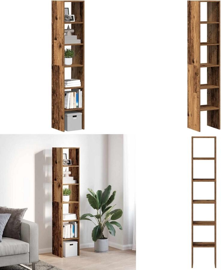 VidaXL Boekenkasten 2 st stapelbaar 30x30x80 cm bewerkt hout oud hout Boekenkast Boekenkasten Boeken Plank Schappenkast