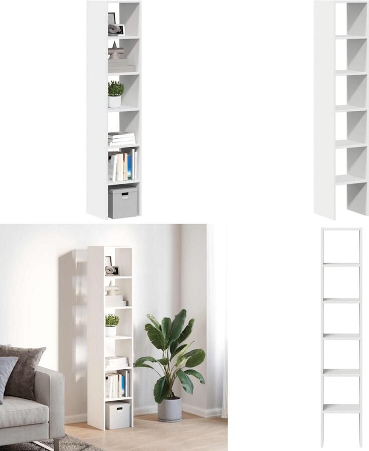 VidaXL Boekenkasten 2 st stapelbaar 30x30x80 cm bewerkt hout wit Boekenkast Boekenkasten Boeken Plank Schappenkast