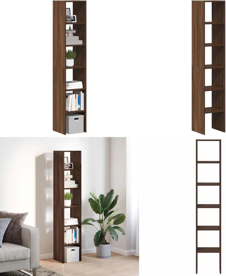 VidaXL Boekenkasten 2st stapelbaar 30x30x80cm bewerkt hout bruin eiken Boekenkast Boekenkasten Boeken Plank Schappenkast