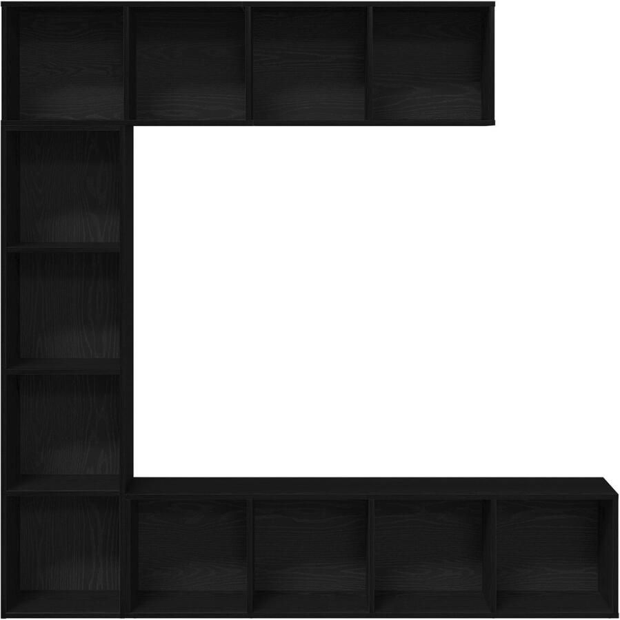 VidaXL Boekenkasten 3 stuks Zwart Eiken 36x30x143 cm Geengineerd Hout