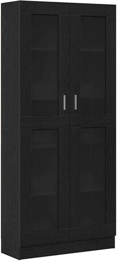 VidaXL Boekenkasten Set van 2 Zwart Eiken 82 5x30 5x185 cm Houtbewerking