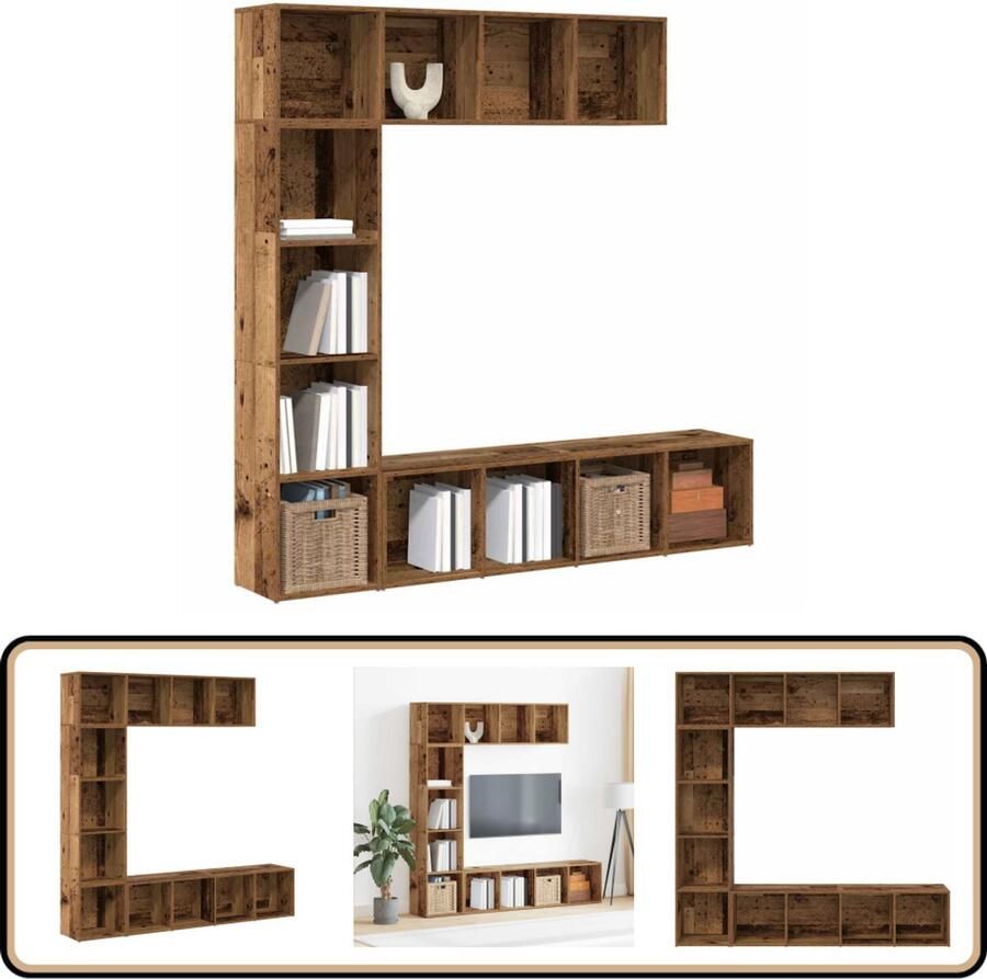 VidaXL Boekenkasten Set van 3 Bewerkt hout 143 cm Boekenkast Boekenkasten Boekenplank Boekenrek