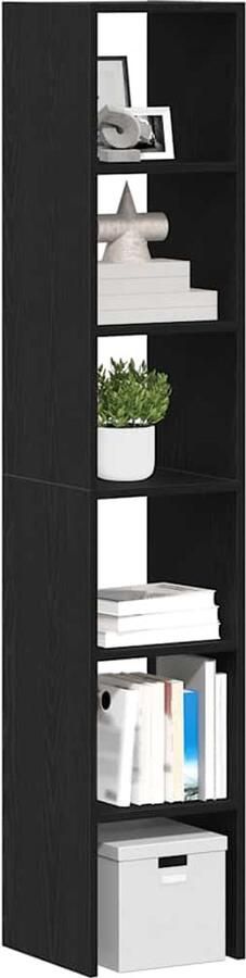 VidaXL Boekenkasten Stapelbaar 2 stuks Zwart eiken Boekenkast Boekenkasten Boeken Plank Schappenkast