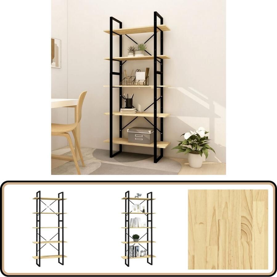 VidaXL Boekenkastenset Massief Grenenhout 2 stuks Boekenkast Bibliotheek Hout Industrieel Design Vintage Stijl