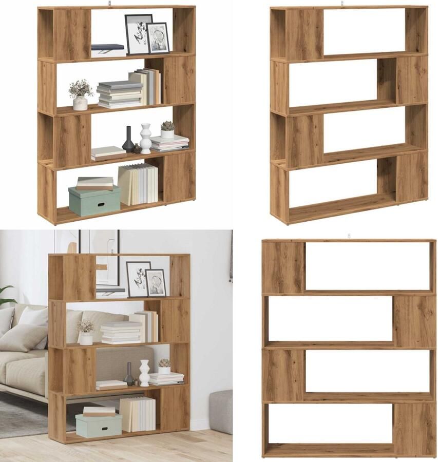 VidaXL Boekenkast kamerscherm 100x24x124 5 cm artisanaal eikenkleur Boekenkast Boekenkasten Boekenschap Boekenstandaard