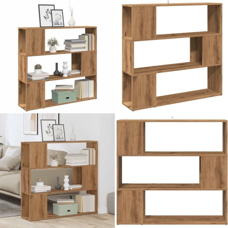 VidaXL Boekenkast kamerscherm 100x24x94 cm artisanaal eikenkleur Boekenkast Boekenkasten Boekenschap Boekenstandaard