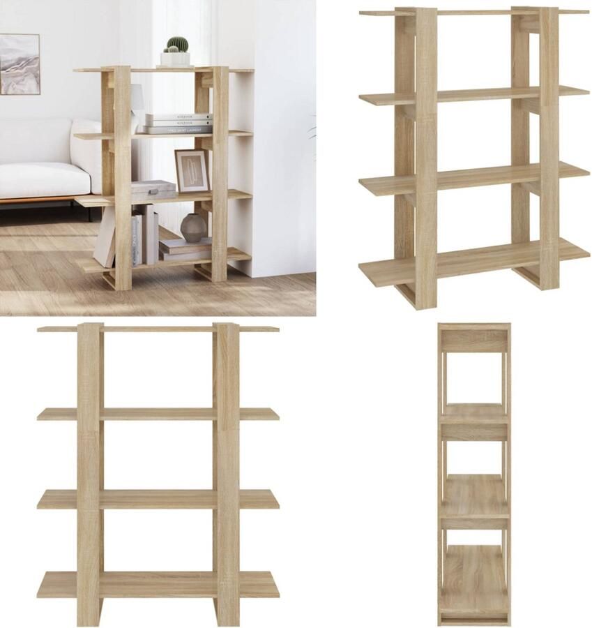 VidaXL Boekenkast kamerscherm 100x30x123 5 cm sonoma eikenkleurig Boekenkast Boekenkasten Kast Opbergkast